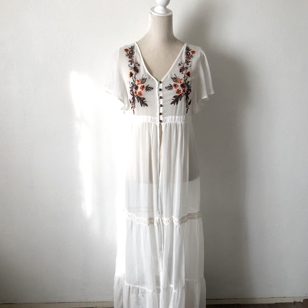 Xhilaration boho embroidered tunic cover up